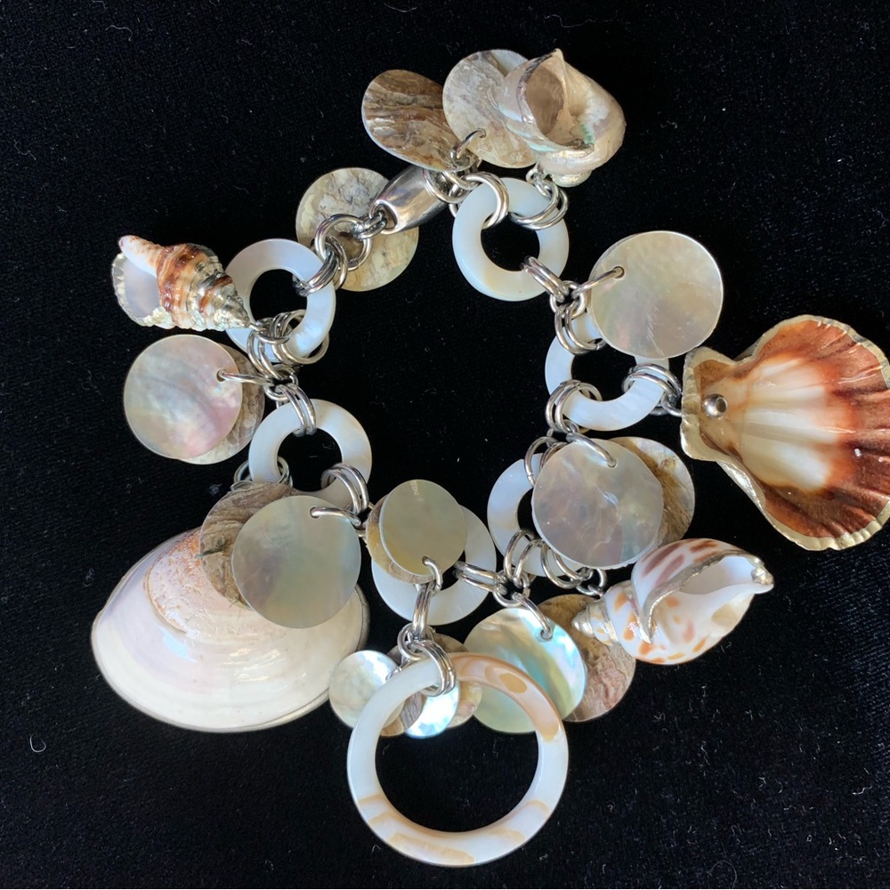 Chico's White and Brown Shell Bracelet